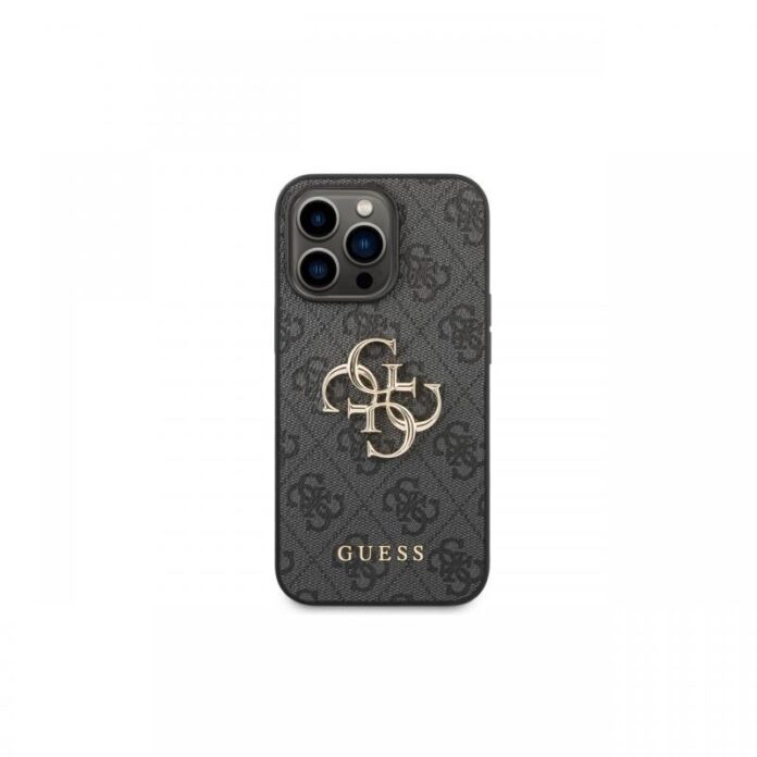 Husa iPhone 14 Pro Max Guess Leather 4G Metal Logo Grey