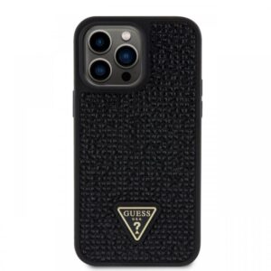 Guess Husa Rhinestones Triangle Metal Logo iPhone 14 Pro Max Roz Guess Husa Rhinestones Triangle Metal Logo iPhone 14 Pro Max Roz