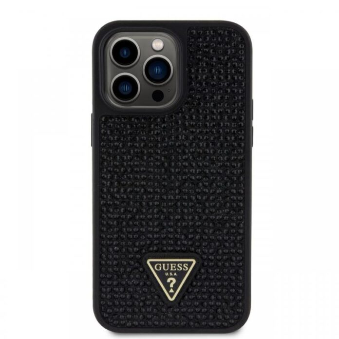 Guess Husa Rhinestones Triangle Metal Logo iPhone 14 Pro Max Roz Guess Husa Rhinestones Triangle Metal Logo iPhone 14 Pro Max Roz