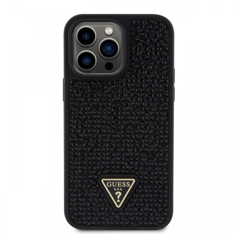 Guess Husa Rhinestones Triangle Metal Logo iPhone 14 Pro Max Roz Guess Husa Rhinestones Triangle Metal Logo iPhone 14 Pro Max Roz