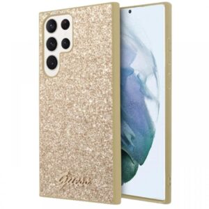 Guess Husa TPU Glitter Flakes Metal Logo Samsung Galaxy S24 Ultra Auriu Guess Husa TPU Glitter Flakes Metal Logo Samsung Galaxy S24 Ultra Auriu