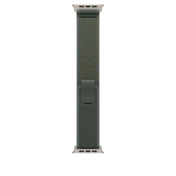 Curea Smartwatch Apple pentru Apple Watch 49mm Green Trail Loop  S/M  Natural Titanium Finish