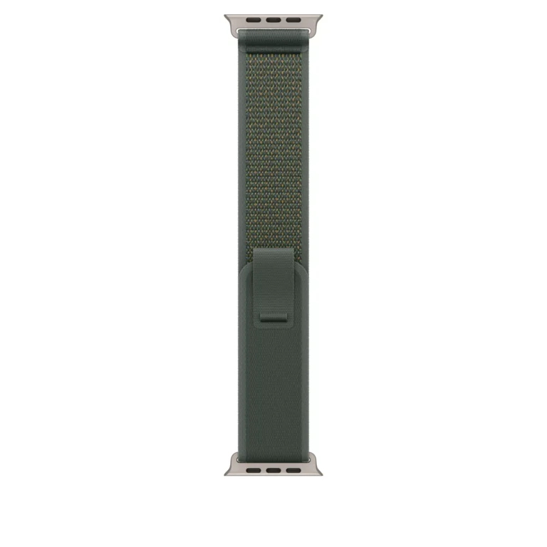 Curea Smartwatch Apple pentru Apple Watch 49mm Green Trail Loop  S/M  Natural Titanium Finish