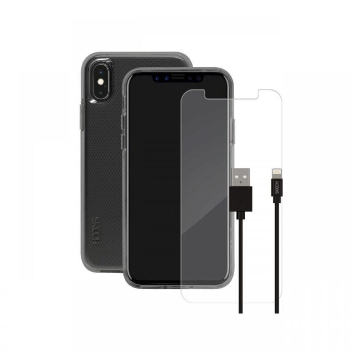 Pachet Husa Clear + Cablu Lightning + Folie Sticla Skech pentru iPhone XS Max