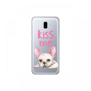 Husa Samsung Galaxy J6 Plus Lemontti Silicon Art Pug Kiss Husa Samsung Galaxy J6 Plus Lemontti Silicon Art Pug Kiss