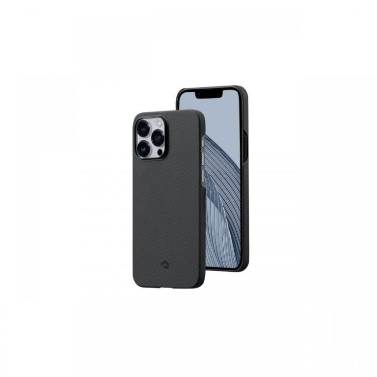 Husa iPhone 14 Pro Pitaka MagEZ 3 Aramida 600D, MagSafe Negru / Gri