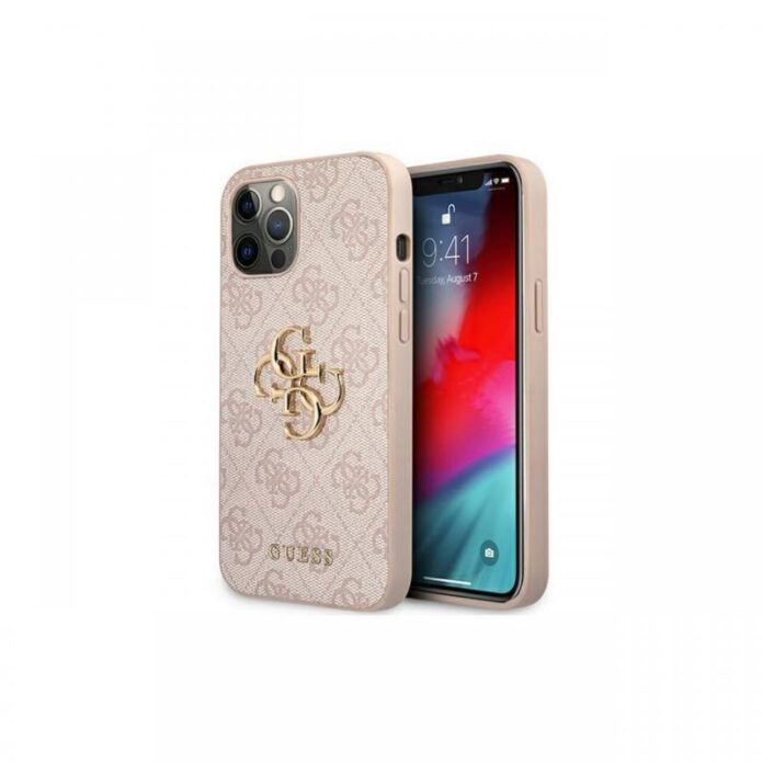 Husa iPhone 12 Pro Max Guess PU 4G Metal Logo Roz Husa iPhone 12 Pro Max Guess PU 4G Metal Logo Roz