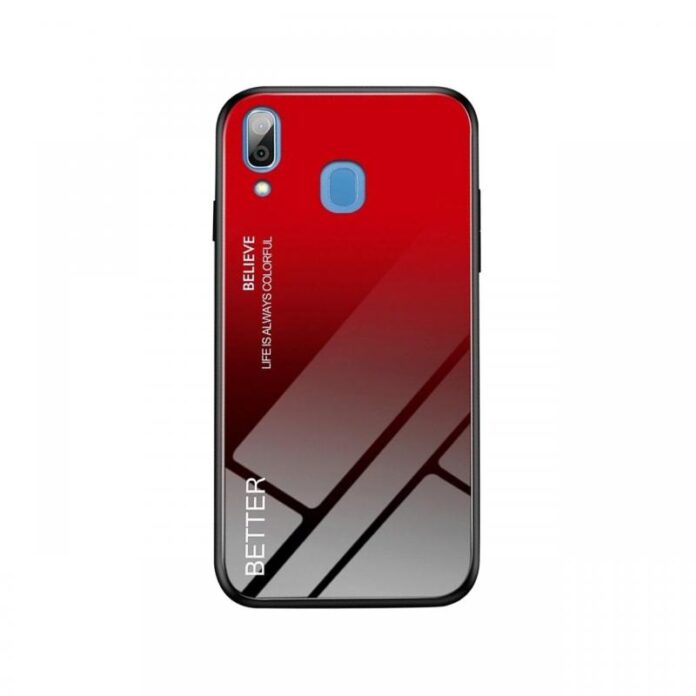 Husa Samsung Galaxy A30 Lemontti Glass Case Black Red Husa Samsung Galaxy A30 Lemontti Glass Case Black Red