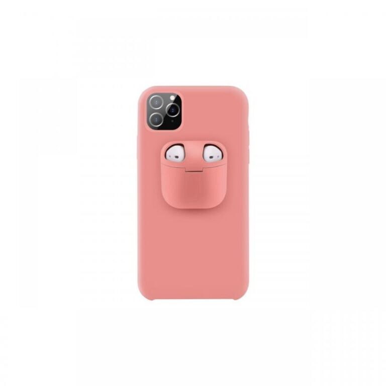 Husa iPhone 11 Pro Lemontti Liquid Silicone with Apple AirPods Case Dark Blue