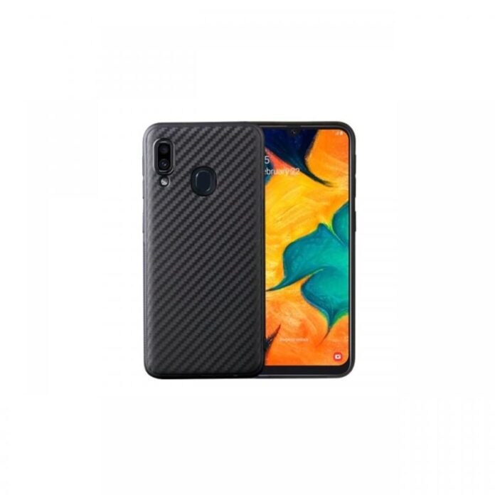 Husa Samsung Galaxy A20e Lemontti Carbon Fiber Texture Shockproof Blue