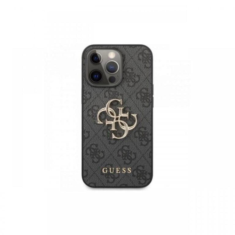 Husa iPhone 13 Pro Guess PU 4G Metal Logo Gri