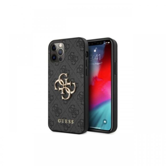 Husa iPhone 12 / 12 Pro Guess PU 4G Metal Logo Maro