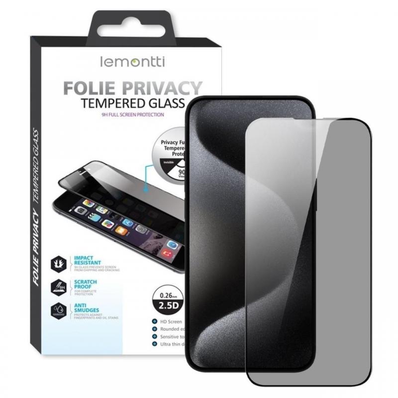 Lemontti Folie Sticla Privacy Full Fit iPhone 15 Plus Negru Lemontti Folie Sticla Privacy Full Fit iPhone 15 Plus Negru