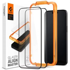 Spigen Folie Sticla Glass tR AlignMaster iPhone 15 Plus, kit de montare, 2 buc/pachet Black Spigen Folie Sticla Glass tR AlignMaster iPhone 15 Plus, kit de montare, 2 buc/pachet Black
