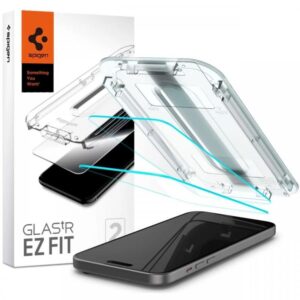 Spigen Folie Sticla Glass tR EZ Fit iPhone 15, set 2 buc, kit de montare Transparent Spigen Folie Sticla Glass tR EZ Fit iPhone 15, set 2 buc, kit de montare Transparent