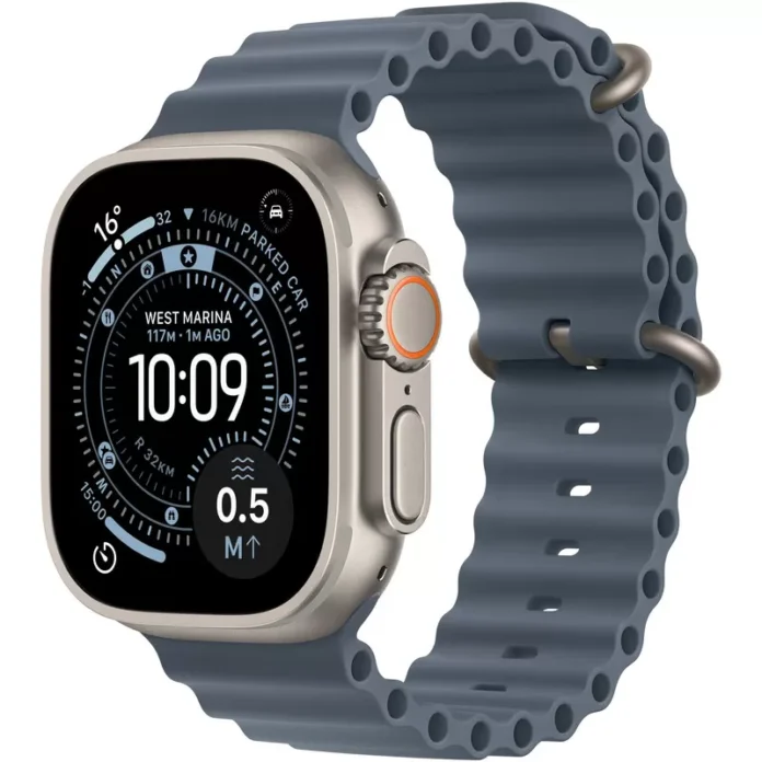 Smartwatch Apple Watch Ultra 3 GPS + Cellular  49mm  Carcasa Natural Titanium  Bratara Anchor Blue Ocean Band