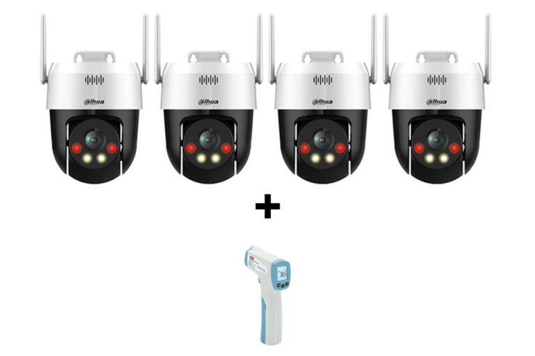 Pachet 4 camere supraveghere IP Wi-Fi PT, 2K 5MP, 4mm, Iluminare duala 30m si termometru, Dahua SD2A500HB-GN-AW-PV-0400X4