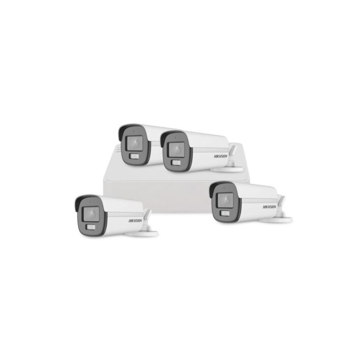 Sistem supraveghere exterior basic HikVision, 4 camere, 2 MP, 2.8 mm, IR/lumina alba 40 m, microfon Sistem supraveghere exterior basic HikVision, 4 camere, 2 MP, 2.8 mm, IR/lumina alba 40 m, microfon