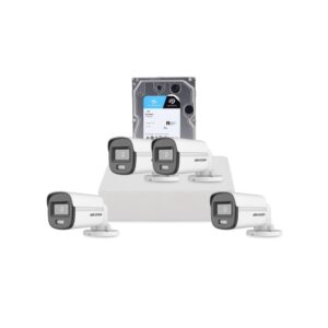 Sistem supraveghere exterior cu HDD 1 TB HikVision, 4 camere, 2 MP, 2.8 mm, IR/lumina alba 20 m, microfon Sistem supraveghere exterior cu HDD 1 TB HikVision, 4 camere, 2 MP, 2.8 mm, IR/lumina alba 20 m, microfon