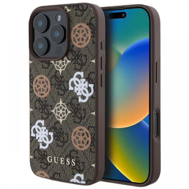 Guess Husa PU 4G Peony MagSafe iPhone 16 Pro Negru
