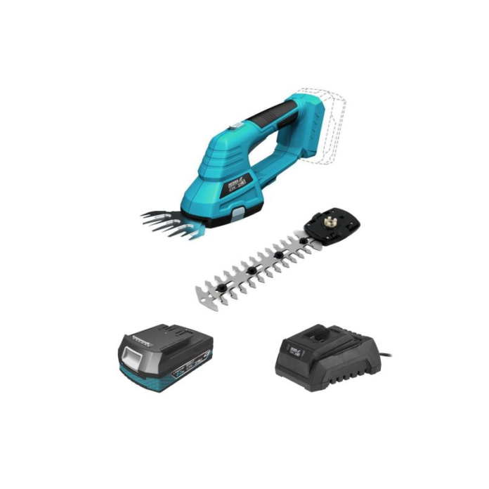 Foarfeca iarba/gard viu, 2 in 1, cu acumulator 2 Ah, incarcator 18V Li-ion, SAS+ALL, Dedra Foarfeca iarba/gard viu, 2 in 1, cu acumulator 2 Ah, incarcator 18V Li-ion, SAS+ALL, Dedra