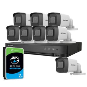 Sistem supraveghere exterior cu HDD 2TB HikVision, 8 camere, 5 MP, IR 20 m, 2.8 mm Sistem supraveghere exterior cu HDD 2TB HikVision, 8 camere, 5 MP, IR 20 m, 2.8 mm