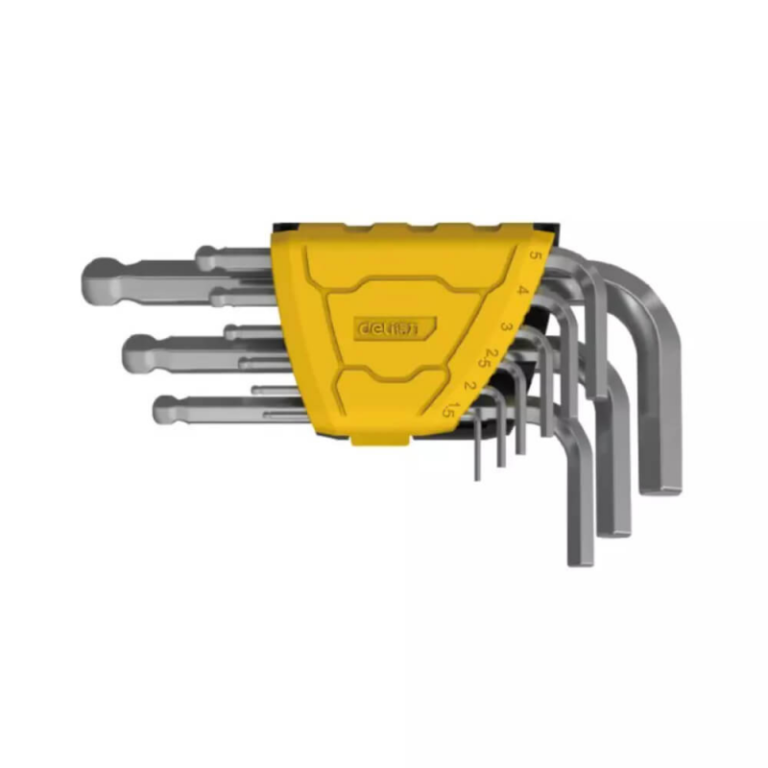 Set Imbus Deli, 9 Chei, Cap Sferic, Cadru Prindere Plastic, CR-V, Suprafata Nichelata