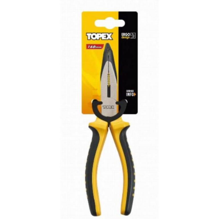 Cleste cu Varf Indoit Topex, 160 mm, Otel, Manere Ergonomice