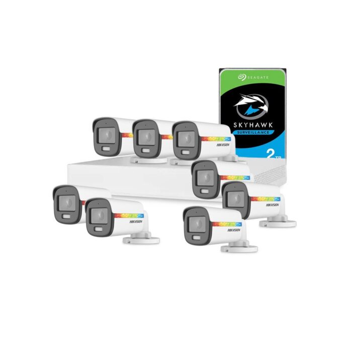 Sistem supraveghere exterior cu HDD 2 TB HikVision, 8 camere, 2 MP, lumina alba 20 m, 2.8 mm, microfon Sistem supraveghere exterior cu HDD 2 TB HikVision, 8 camere, 2 MP, lumina alba 20 m, 2.8 mm, microfon