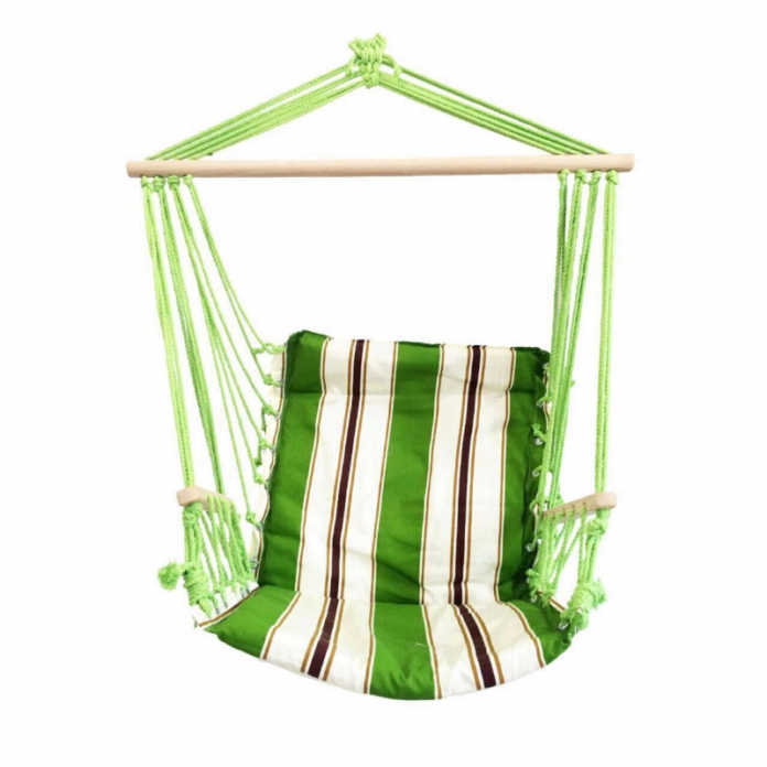 Hamac scaun suspendat, Strend Pro Craig, 100X50 cm, 150 Kg, din bumbac, verde