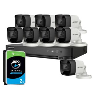 Sistem supraveghere exterior cu HDD 2TB HikVision, 8 camere, 5 MP, IR 30 m, 2.8 mm Sistem supraveghere exterior cu HDD 2TB HikVision, 8 camere, 5 MP, IR 30 m, 2.8 mm