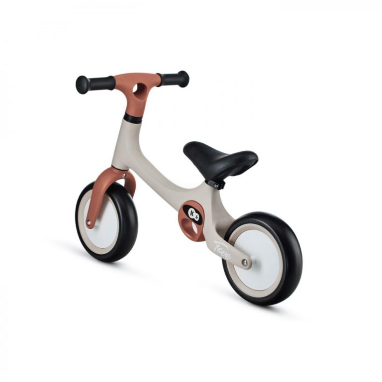 Bicicleta copii fara pedale Kinderkraft Tove desert beige 8 inch, roti spuma EVA, scaun reglabil 31-34,5 cm, greutate redusa, manere de transport, Unghi de viraj limitat, varsta 2-4 ani