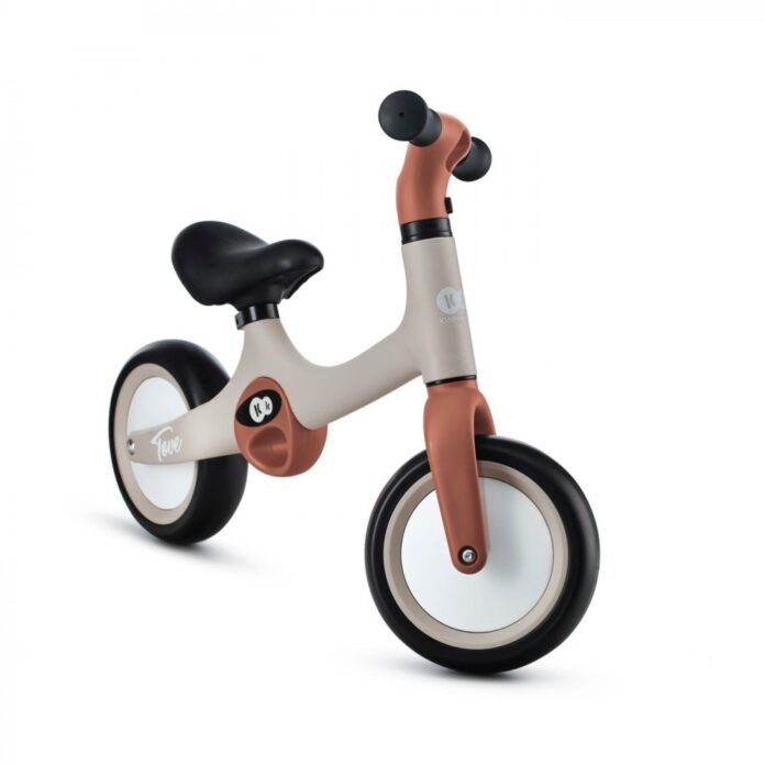 Bicicleta copii fara pedale Kinderkraft Tove desert beige 8 inch, roti spuma EVA, scaun reglabil 31-34,5 cm, greutate redusa, manere de transport, Unghi de viraj limitat, varsta 2-4 ani