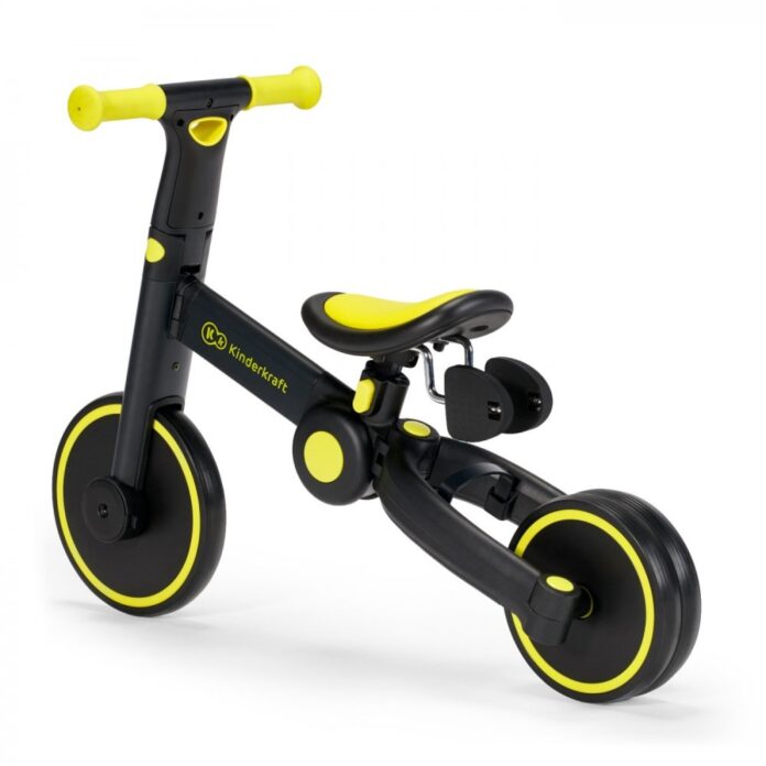 Tricicleta pentru copii Kinderkraft 4trike Black Volt transformabila, cu cadru de aluminiu, pliabila, roti din spuma Eva, 3 functii, greutate redusa doar 3,5 kg, de la 12 luni