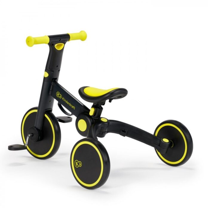 Tricicleta pentru copii Kinderkraft 4trike Black Volt transformabila, cu cadru de aluminiu, pliabila, roti din spuma Eva, 3 functii, greutate redusa doar 3,5 kg, de la 12 luni