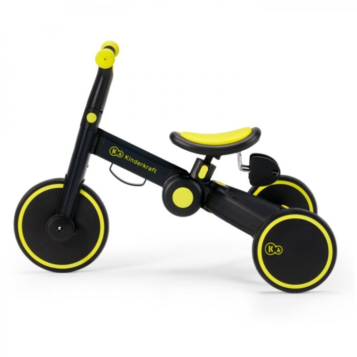 Tricicleta pentru copii Kinderkraft 4trike Black Volt transformabila, cu cadru de aluminiu, pliabila, roti din spuma Eva, 3 functii, greutate redusa doar 3,5 kg, de la 12 luni