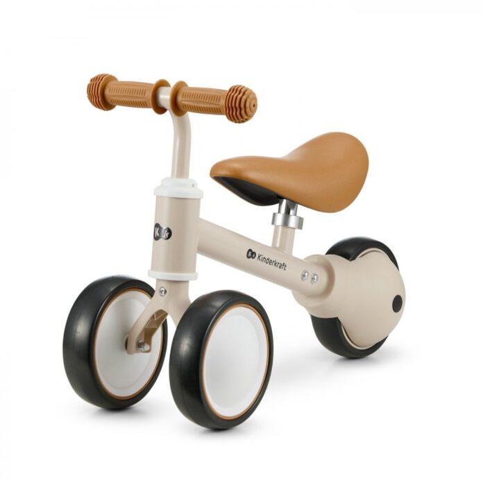 Tricicleta copii de echilibru Kinderkraft Cutie light beige, varsta 1-3 ani, roti din spuma EVA, posibilitatea de reglare a inaltimii scaunului (26-28 cm), sarcina maxima 15 kg