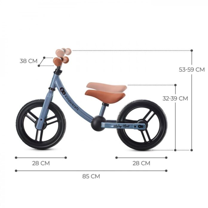 Bicicleta pentru copii copii Kinderkraft 2Way Next Rose Pink 10 inch, scaun reglabil de la 31-39 cm, roti spuma EVA, ghidon reglabil, pentru copii de la 2 ani pana la 35 kg, unghi de viraj limitat