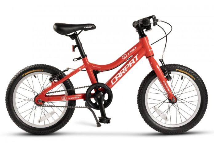 Bicicleta pentru copii Carpat C16208C RosuAlb 4-6 ani, Roti 16 inch, Cric, Frane V-Brake