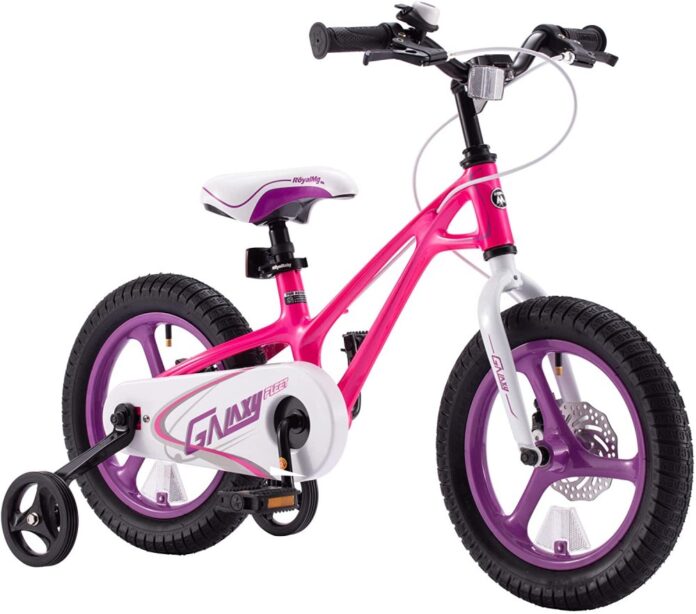 Bicicleta pentru copii Royal Baby 16 inch Galaxy G1601C RozAlb 4-6 ani cu roti ajutatoare si frana pe disc