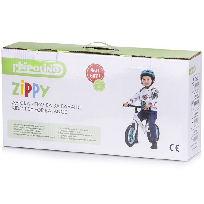 Bicicleta pentru copii Chipolino Zippy Pink fara pedale, scaun reglabil, manere antiderapante, greutate suportata 25 kg, varsta 3 ani+