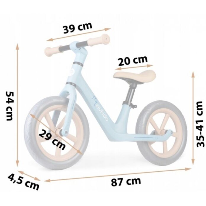 Bicicleta fara pedale pentru copii Nukido Light Flee Verde 87x39x54 cm,de la 2ani, roti EVA,sezut moale cu inaltime reglabila intre 35-41 cm,cadru rezistent,manere cauciucate ergonomice cu opritori