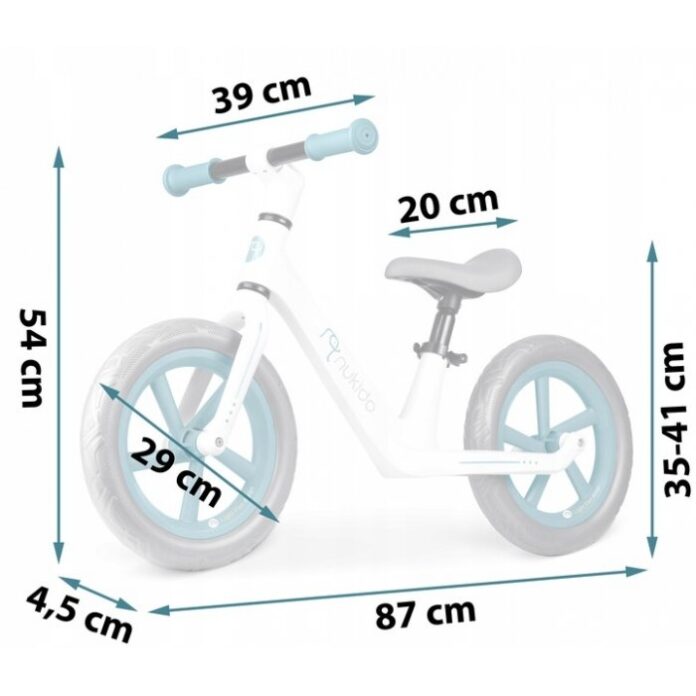Bicicleta fara pedale pentru copii 87x39x54 cm, roti EVA, Light Flee Nukido Roz-Alb
