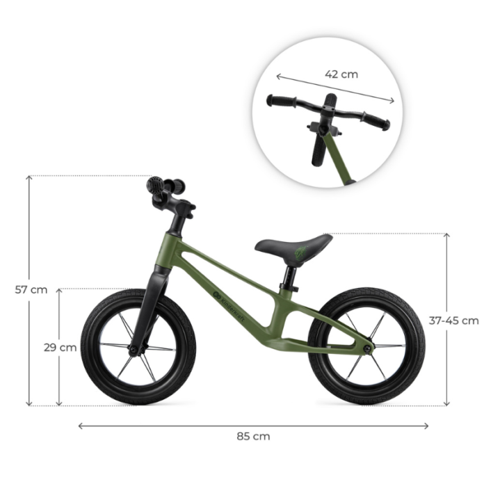 Bicicleta pentru copii Kinderkraft Eter Red fara pedale, roti 12 inch, scaun ergonomic reglabil, greutate admisa 35 kg