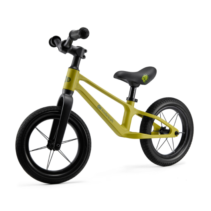 Bicicleta pentru copii Kinderkraft Eter Lime fara pedale, roti 12 inch, scaun ergonomic reglabil, greutate admisa 35 kg