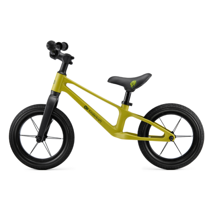 Bicicleta pentru copii Kinderkraft Eter Lime fara pedale, roti 12 inch, scaun ergonomic reglabil, greutate admisa 35 kg