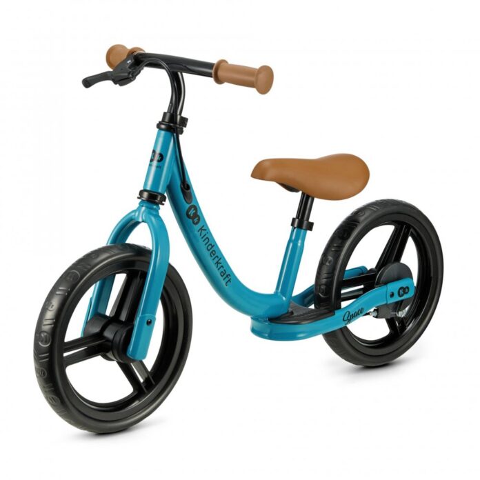 Bicicleta pentru copii Kinderkraft Space Dark Pink fara pedale, cu suport picioare, frana de mana, greutate admisa 35 kg