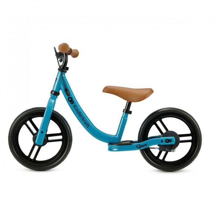 Bicicleta pentru copii Kinderkraft Space Dark Pink fara pedale, cu suport picioare, frana de mana, greutate admisa 35 kg