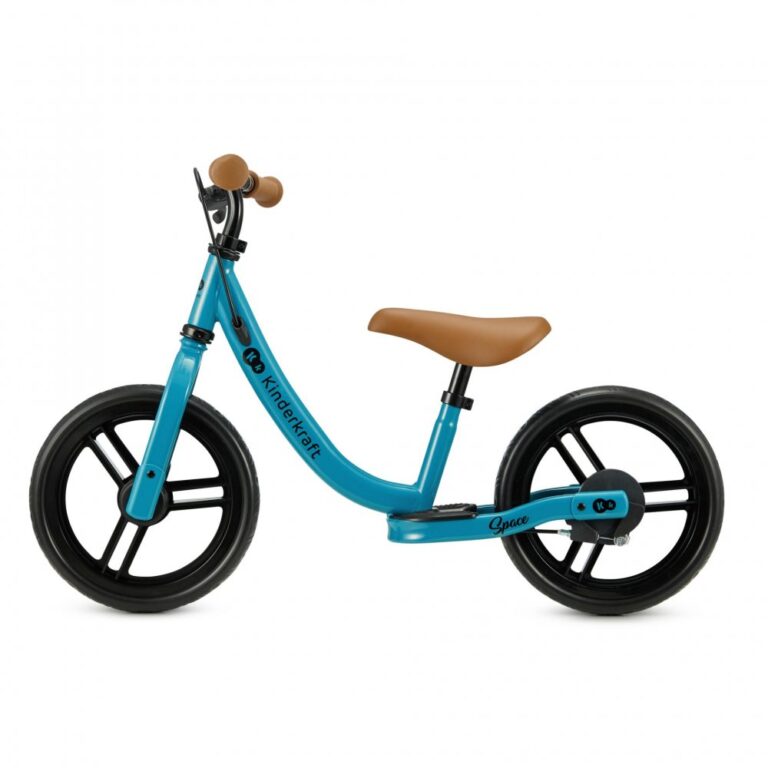 Bicicleta pentru copii Kinderkraft Space Dark Pink fara pedale, cu suport picioare, frana de mana, greutate admisa 35 kg