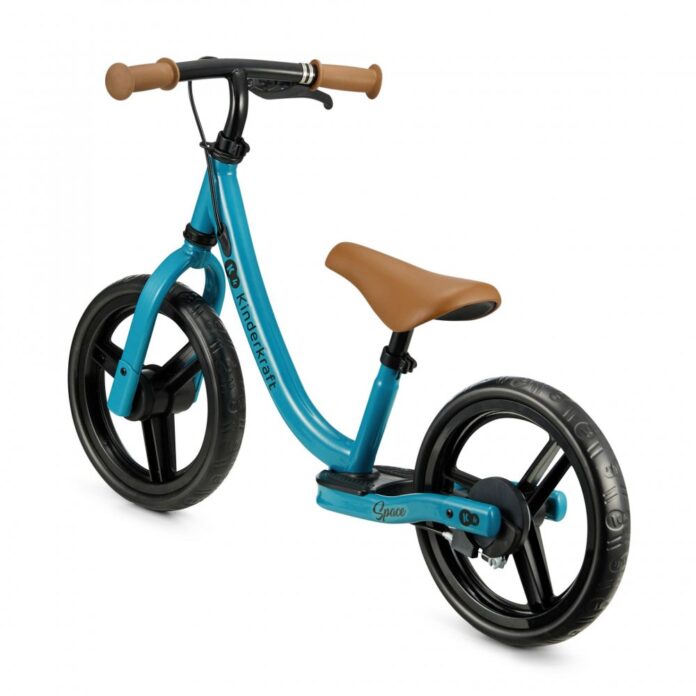 Bicicleta pentru copii Kinderkraft Space Dark Pink fara pedale, cu suport picioare, frana de mana, greutate admisa 35 kg